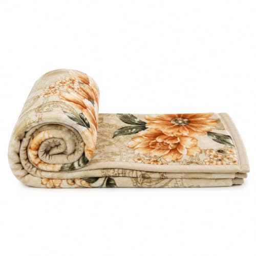 Image of Signature Special Limited Edition Super Soft Double Layered Blanket - 1100 GSM Winter Luxury - Reversible, Ultra Warm & Plush - King & Single Bed (Amber Paisley Garden, Double)
