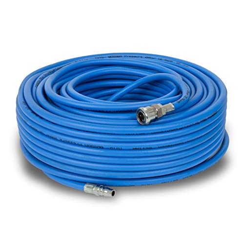 EBERTH Tuyau à air comprimé, tuyau d'air haute pression pour compresseur, longueur 50m, diamètre 6mm x 11mm (intérieur x extérieur), raccord 1/4", 20 bar, accessoires pour outils pneumatique Cover