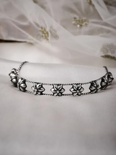 Image of Rubans Choker Necklace Oxidised Style Trendy Jewellery Gift for Women & Girls