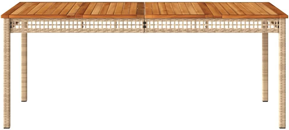 Large Beige Garden Coffee Table with Durable PE Rattan, Rectangular Outdoor Patio Table for 6, Powder-Coated Steel Frame, Stylish Outdoor Furniture for Patio or Garden