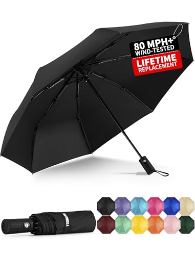 Yoobure Windproof Travel Umbrella - Automatic Umbrellas for Rain, Compact Folding Umbrella with UV Protection, Lightweight Portable Design for Backpack/Walking/Car, Sun & Storm Ready