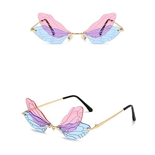 Image of ENTHYI Dragonfly Wing Shape Sunglasses for Women /Men Frameless Irregular Glasses Shades Party Sun Glasses