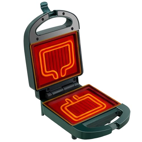Dayysiuy Sandwichera,Gofrera Con Luces LED Indicadoras - Prensa 650W Fácil Limpiar Parrilla Cocina Desayuno Hamburguesas Tostadas Gofres