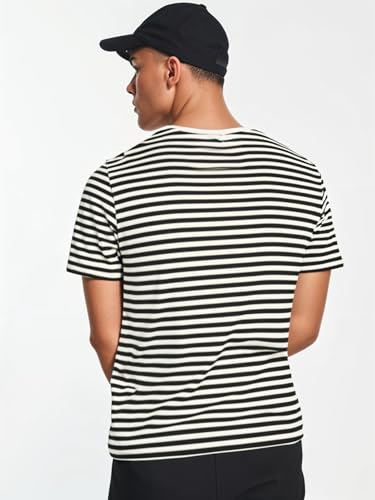 Image of Mack Jonney Oversized | Loose Fit | Half Sleeves 100% Cotton Round Neck Striped T-Shirt for Men-MACK640651