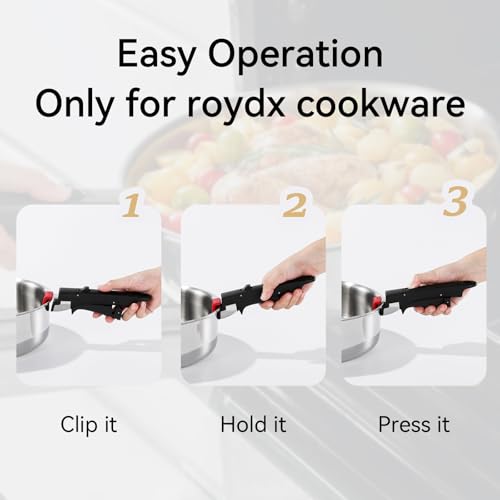 Removable Pot Handle with Bakelite Material Only for ROYDX Cookware Set Black