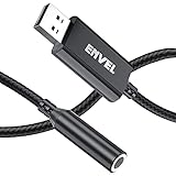 ENVEL USB to Audio Jack Adapter(20cm), Built-in Chip External Sound Card,Mic-Supported Audio Adapter with 3.5mm Aux Stereo Converter Compatible with Headset,PC,Laptop,Linux,Desktops,PS4,PS5 (Black)