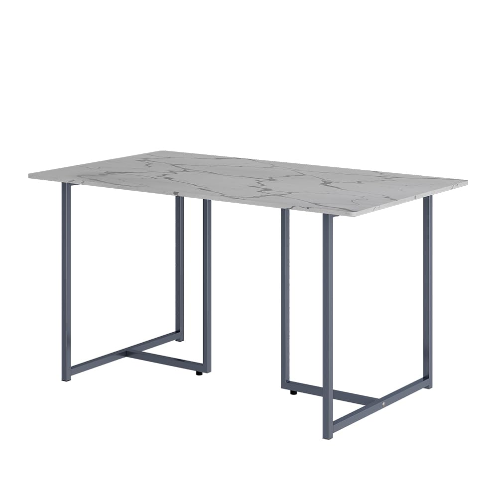 Vicco Tavolo da pranzo Merido, Grigio/marmo-bianco, 140 x 80 cm