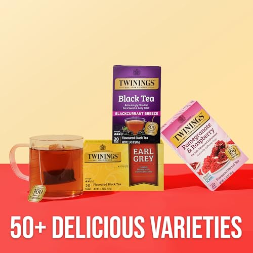Twinings Blackcurrant Breeze Black Tea Individually Wrapped Bags, 20 Count (Pack of 2), Sweet, Tangy Taste, Caffeinated, Enjoy Hot or Iced, 40 Teabags