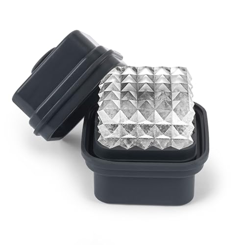 W&P Prism Single Ice Mold, Perfect Etched Large Cube, Slow Melting for Whiskey and Cocktails, Food Grade Premium Silicone, Dishwasher Safe, BPA Free
