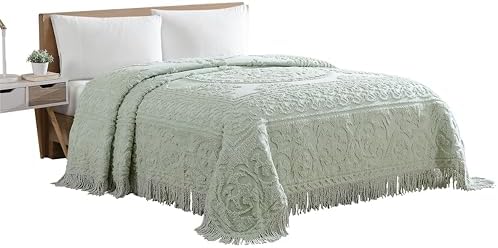 Beatrice Home Fashions Medallion-Chenille-Tagesdecke, Queen-Size, Salbeigrün