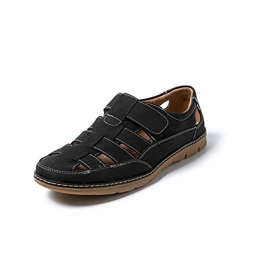 JOMIX Sandali Sportivi Uomo a Strappo Sandali Estivi con Punta Chiusa da Trekking Outdoor Spiaggia Mare Casa SU5800-1 Nero, 41