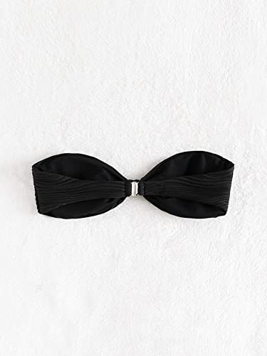 WDIRARA Women's Knot Strapless Backless Swimwear Sleeveless Tube Bikini Top2