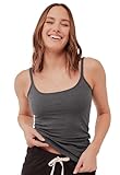 Pact Damen Tanktop aus Baumwolle mit Integriertem Büstenhalter Trägershirt/Cami Shirt, Dunkelgrau meliert, Groß