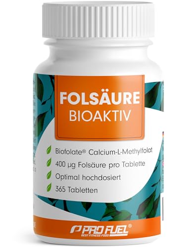 Folsäure BIOAKTIV 400µg - 365 Folsäure Tabletten mit Biofolate® L-5-MTHF Folsäure - optimal...
