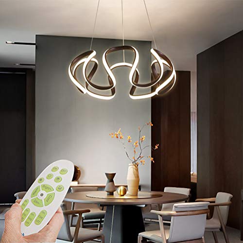 Preisvergleich Produktbild Modern LED Pendelleuchte Schlafzimmerlampe Kronleuchter Dimmbar mit Fernbedienung Hängeleuchte Höhenverstellbar Geometrie Design Esstisch Pendellampe Hängelampe 84W Büro Restaurant Esstisch Flur