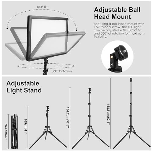 20W LED-Dauerlicht 2-Pack, Ci-Fotto Zweifarbig Dimmbares Foto-Videoleuchte, 175cm Fotografie-Beleuchtungsset 2800-6500K CRI 97+ 2000LM für Studios, YouTube TikTok Videoaufnahmen, Spiele-Streaming