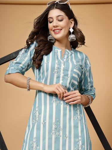 Image of Pistaa's Women's Cotton Relaxed Fit Straight Printed Kurta