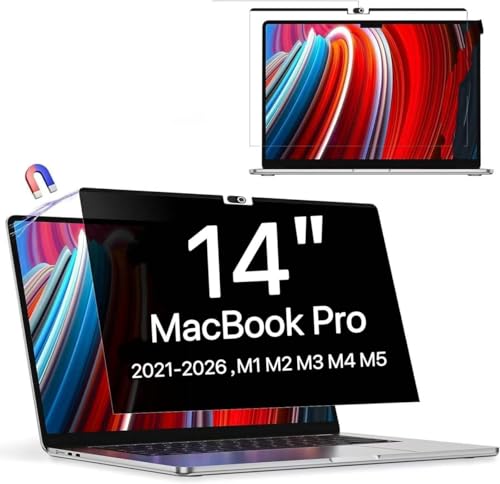 Protescreen Magnetyczny filtr prywatyzujący do MacBook Pro 14 cali (2021-2025, M1 M2 M3 M4 M5), 14,2" Zdejmowany Anti Spy Glare Niebieskie Światło Mac Laptop Privacy Folia Prywatności Ochrona Wzroku