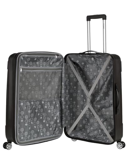 Image of Rockland London Hardside Expandable Spinner Wheel Luggage, Black, Checked-Large 28-Inch