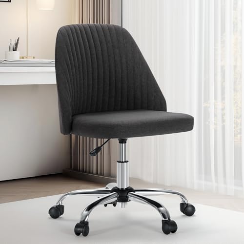 Sweetcrispy Armless Office Chair, Modern Fabric Home Office...