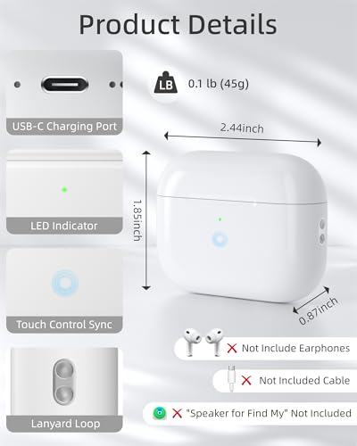 Image of Wireless Charging Case Replacement with AirPods Pro 3 - Charger Case for Earphones of A3063 & A3064 & A3065 Models with Bluetooth Pairing Sync (2025 Release) (White)