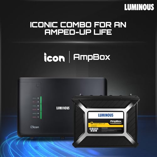 Image of Luminous Inverter & Battery Combo for Home, Office & Shops | iCon Black 1600 Inverter with AmpBox Gel Battery | Fast Charging, 6hr Backup, Maintenance-Free | Warranty: 36 & 60 Months