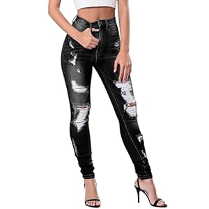 Fengbay High Waisted Jeans for Women, Trendy Ladies Stretch Skinny Ripped Jeans Ripped Butt Lift Slim Fit Jeans Denim Pants UK