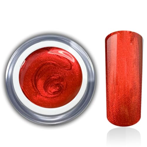 Farbgel UV LED Gel Rot Red Metallic Red Heart - Nageldesign & Nailart für Gelnägel Nagelgel Studioqualität 5ml RM Beautynails