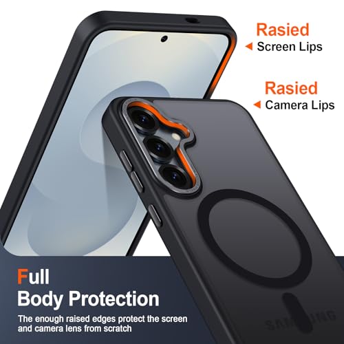 Hython for Samsung Galaxy S25 Plus Case Magnetic Translucent Matte Phone Cases [Compatible with MagSafe] Thin Slim Fit Shockproof Bumper Hard Protective Cover for Women Men Girls Boys, Frosted Black by Hython - Used condition - Image 4