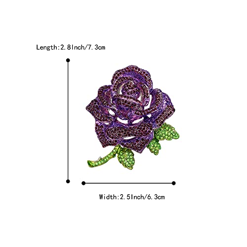 Image of BriLove Women's Austrian Crystal Rhinestones Rose Flower Brooch Pin for Party Prom