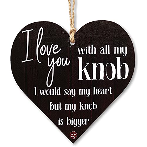 CARISPIBET I love you with all my Knob | Cartel decorativo para el hogar, decoración de dormitorio, decoración para casa, adorno para colgar 12,7 x 12,7 cm