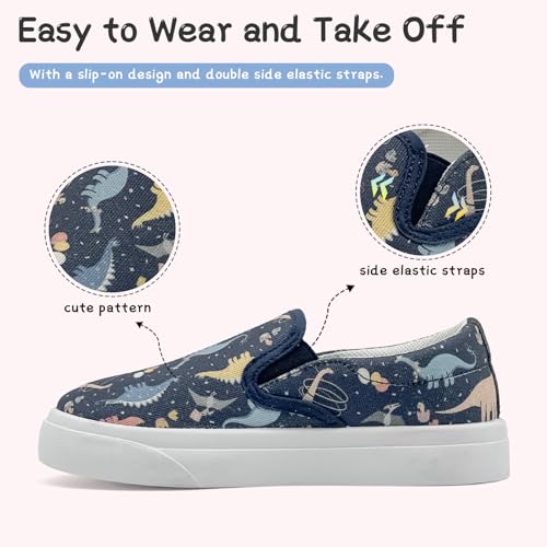 Toddler Shoes for Girls Boys Slip On Canvas Sneakers Lightweight Breathable Cartoon Low Top Kids Casual Walking Shoes3