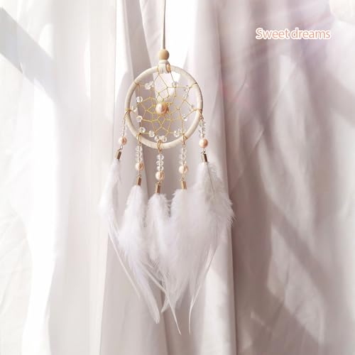 Dream Catchers, Handmade Dreamcatcher Feather Bead Dream Catcher Kit for Boys Shower Nursery Bedroom Wedding Blessing Birthday Gifts (White) - Image 6