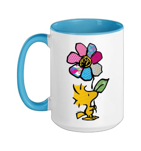 Peanuts - Woodstock With Flower And Pattern Ceramic Mug, Blue/White, 15oz by Peanuts - Used condition - US$16.24