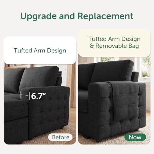 Image of HONBAY Sectional Sleeper Sofa with Pull-Out Bed Storage Chaise, 6 Seater Couch for Living Room, Dark Grey
