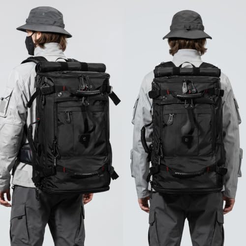 Image of YOUMIAN Large Capacity For Travel Hiking Sports Carry On Backpack Durable Convertible Duffle Bag Laptop airplane (Black Checkered, 60L-Large DualMainOpening)