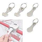 4 Piezas Llave de Carro de Compras de Acero Inoxidable, DKDDSSS Llave y Moneda Extraíbles, Ficha de Carro de la Compra para Liberar el Carrito de Supermercado