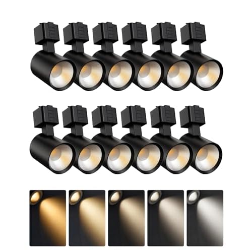 ALAMPEVER 12 Pack LED Track Lighting Heads, Dimmable J Type LED Track Lights with 5 Selectable Color Temperatures, 2700K/3000K/3500K/4000K/5000K, 10W, 800LM, 36°, Ideal for Home Commercial U