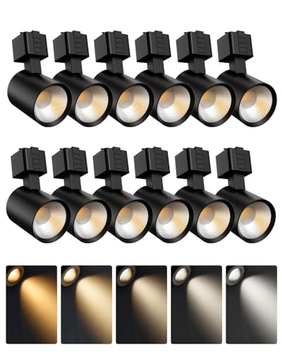 ALAMPEVER 12 Pack LED Track Lighting Heads Dimmable J Type LED Track Lights with 5 Selectable Color Temperatures 2700K/3000K/3500K/4000K/5000K 10W 800LM 36 Ideal for Home Commercial Use Black