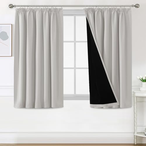 BellaHills 100% Vorhang Blickdicht mit Kräuselband 2er Set H145 x B140 cm Thermovorhang Kälteschutz Kurze Gardinen Verdunkelung… – Ansicht 1