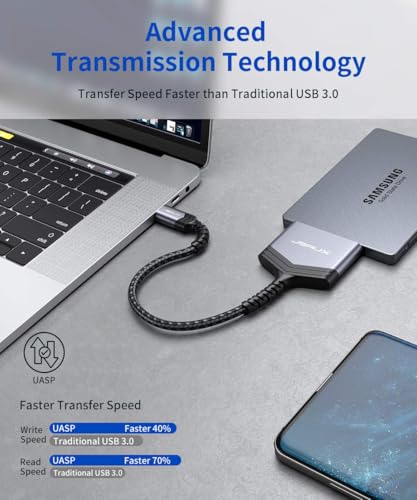 Image of JSAUX SATA to USB C Cable, USB C 3.1 to 2.5 inch SATA III Hard Driver Adapter Aluminum Shell External Converter Compatible with SSD /HDD Data Transfer-Grey (Pack of 2)