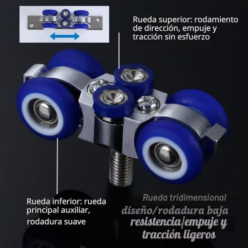 Miniatura 3 de 2 Piezas Rodamientos Mampara Ducha, Kit Herraje Ruedas Para Puertas Correderas Aluminio, Rotación De 360 Grados, Para Puertas Correderas Simples O Múltiples
