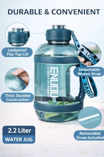 Image of AQUAFIT Sports Water Bottle With Portable Handel With BPA Free Material For Gym,Yoga And Sports Activity Color- (Casal Blue, 2.2 Liter)