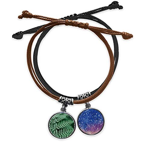 Planta de hoja pulsera de cuero con acabado artistico detallado