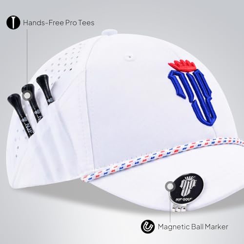 Image of NJF Golf Hat Men - Breathable Mens Golf Hats, Adjustable Rope Hook and Loop Style Cap, Convenient Cap with Tee Holder