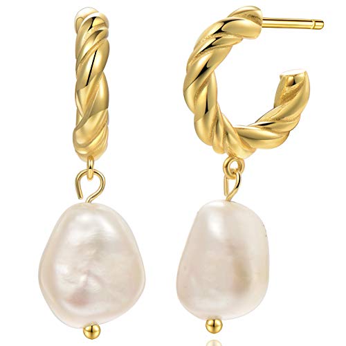 Baroque Pearl Earrings [.925 Sterling Silver] - Vintage/Art Deco/Gala/Evening Wear/Elegant/Ballroom/Bridal