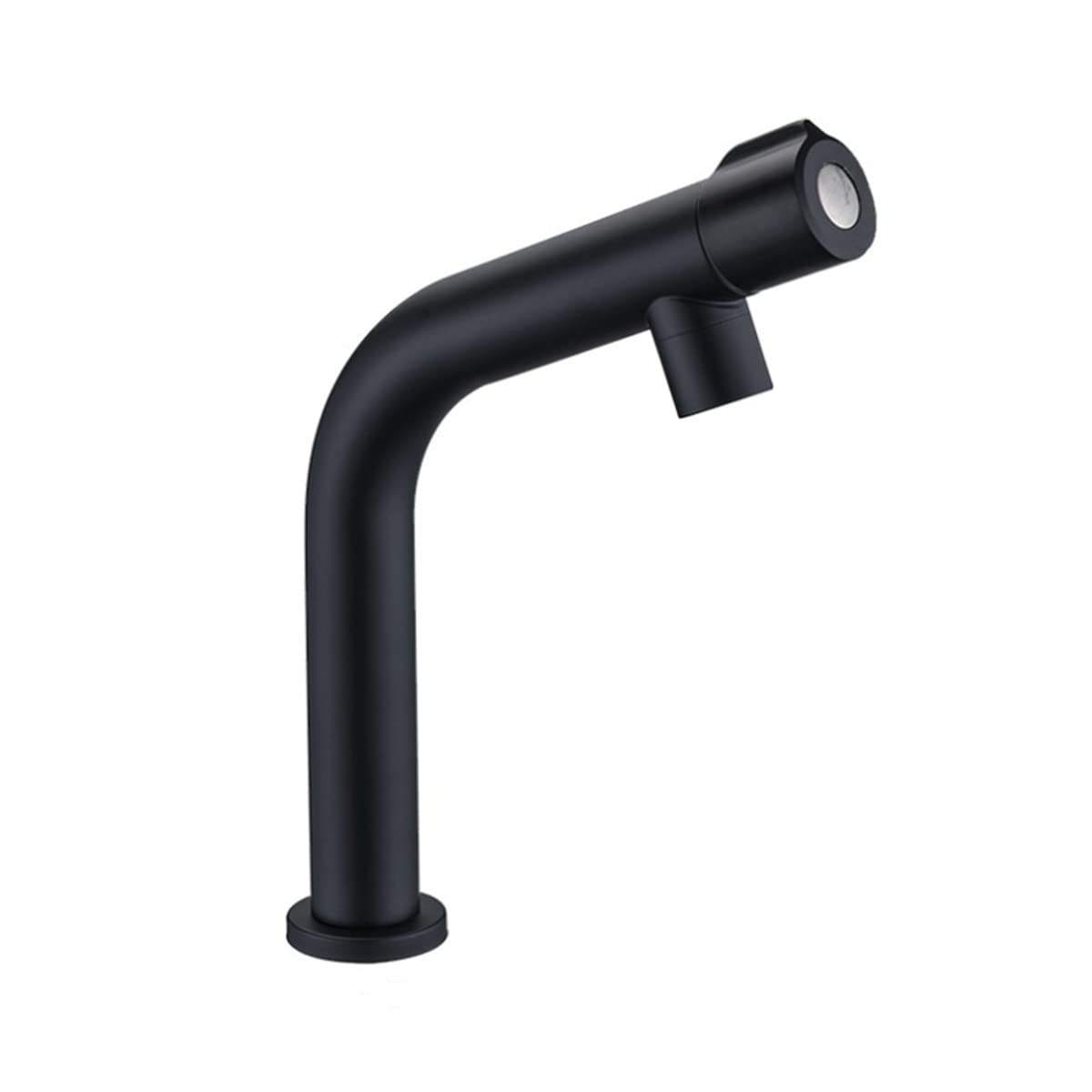 Stainless Steel Middle-Arc Bathroom Sink Faucet One-Handle Cold Water Faucets Basin Lavatory Tap, Matte Black