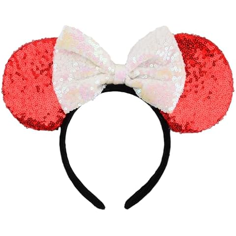 HoveBeaty Mouse Ears Headbands Shiny Sequin Bows Hairband Hair Accessories for Christmas Holloween Cosplay Parties Cover