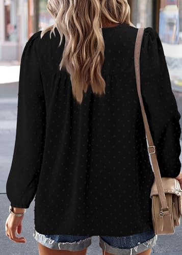BETTE BOUTIK Womens Boho Fall Long Sleeve Shirts Crewneck Dressy Casual Blouses Trendy Flowy Tops