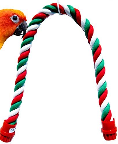 Bonka Bird Toys R24 Parrot Rope Perch Dia.1 24" L Toy Bird cage African Grey,Amazons,caiques